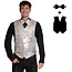 Partychimp Gilet & vlinderstrik - Disco - Zilver - Glanzend - XL