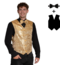 Partychimp Gilet & vlinderstrik - Disco - Goud - Glanzend - L