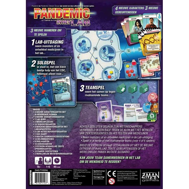 Coöperatief bordspel - Pandemic - In het lab - NL - 8+