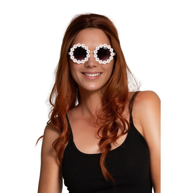 Partychimp Bril - Bloemen - Madeliefjes - Donker glas