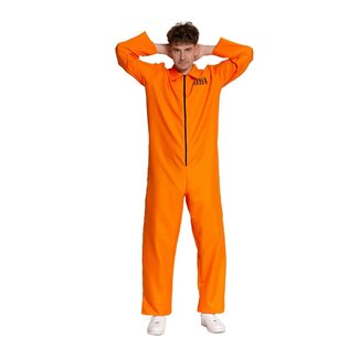 Partychimp Kostuum - Gevangene - Oranje - Jumpsuit - XL