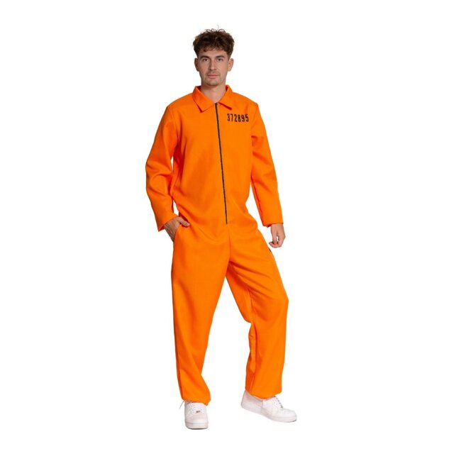 Partychimp Kostuum - Gevangene - Oranje - Jumpsuit - XL