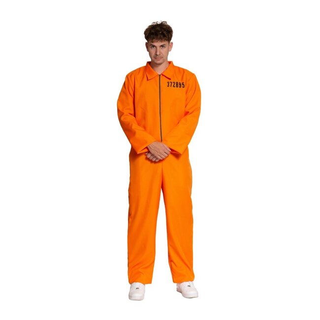 Partychimp Kostuum - Gevangene - Oranje - Jumpsuit - XL