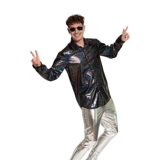 Partychimp Shirt - Disco - Zwart - Glanzend - L