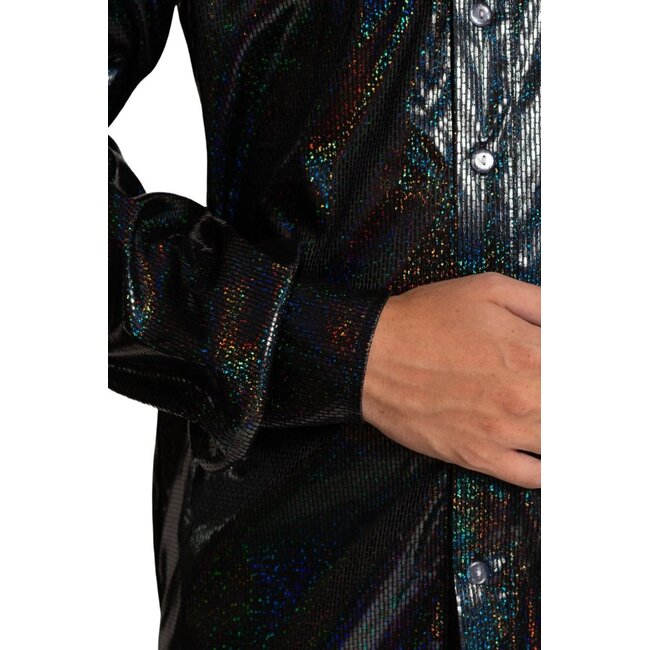 Partychimp Shirt - Disco - Zwart - Glanzend - L