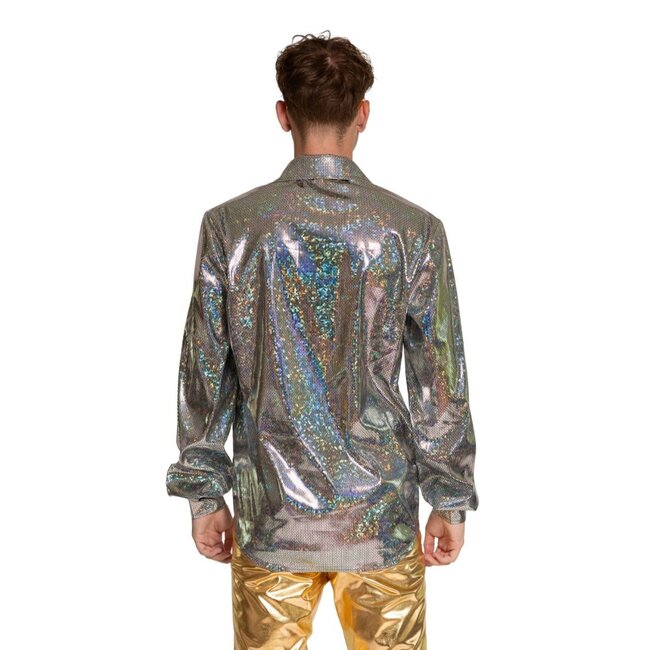 Partychimp Shirt - Disco - Zilver - Glanzend - XL