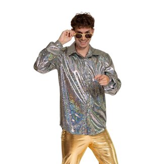 Partychimp Shirt - Disco - Zilver - Glanzend - L