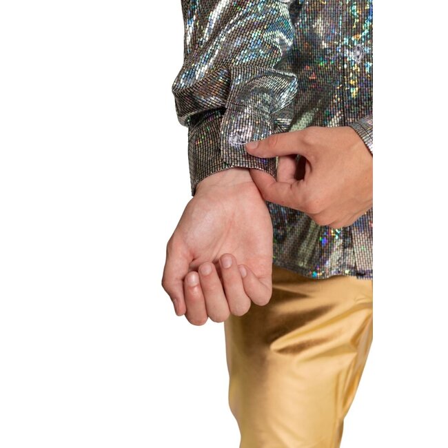 Partychimp Shirt - Disco - Zilver - Glanzend - M