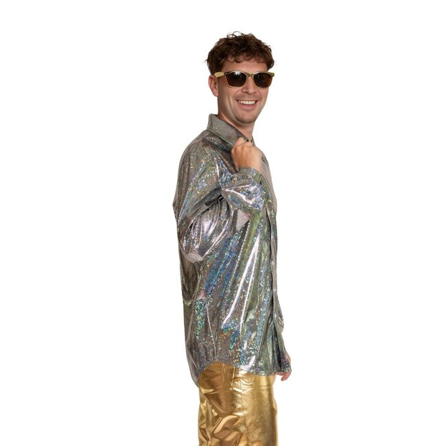 Partychimp Shirt - Disco - Zilver - Glanzend - M