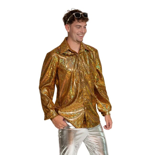 Partychimp Shirt - Disco - Goud - Glanzend - M