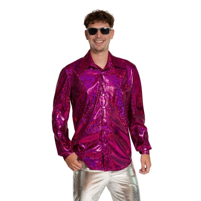 Partychimp Shirt - Disco - Fuchsia - Glanzend - XL