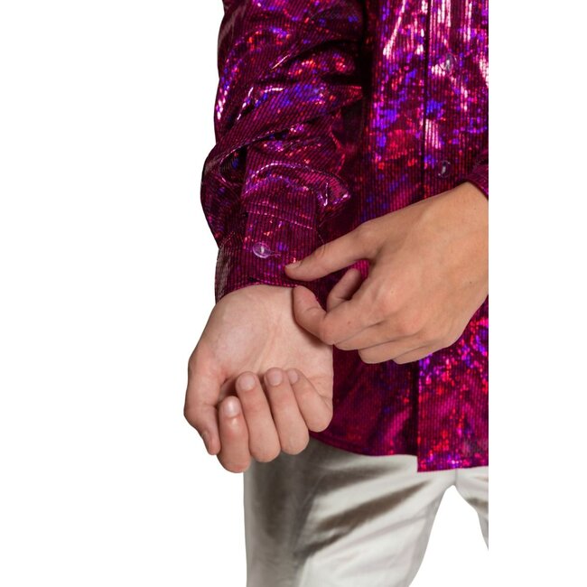 Partychimp Shirt - Disco - Fuchsia - Glanzend - XL
