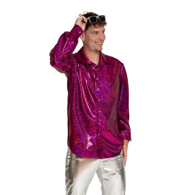 Partychimp Shirt - Disco - Fuchsia - Glanzend - M
