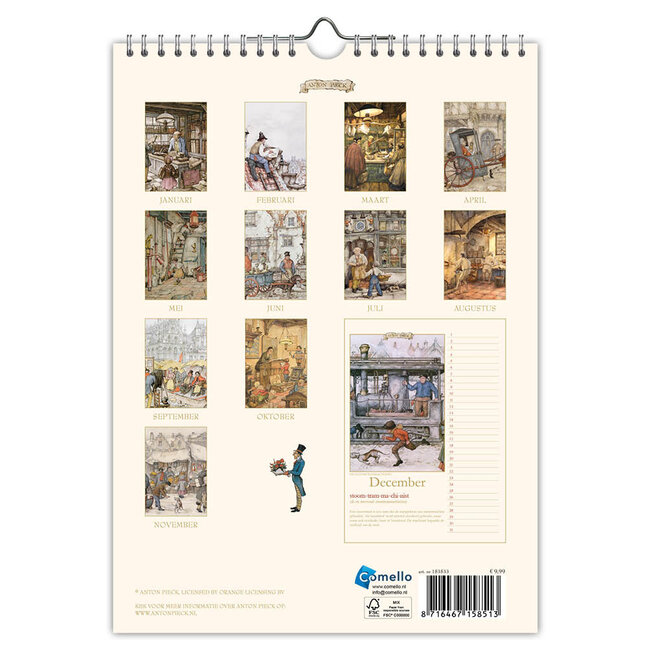 Comello Verjaardagskalender - Anton Pieck - Oude ambachten - 18x25cm