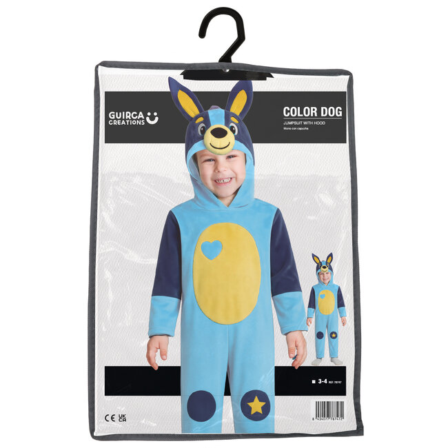Fiestas Guirca Kostuum - Blauwe hond - mt.98-104 - 3-4jr.