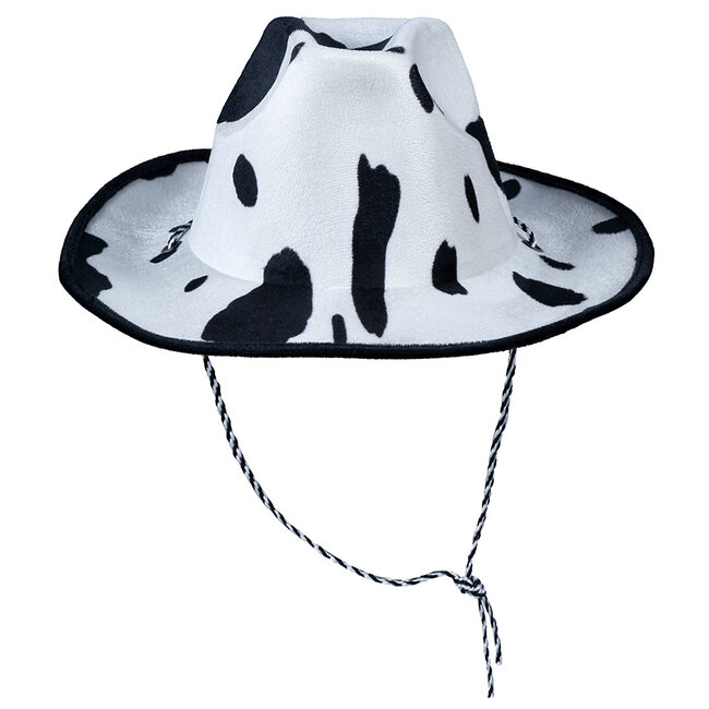 Guirca Creations Hoed - Cowboy - Wit met koeienprint