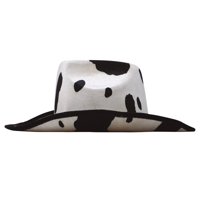 Fiestas Guirca Hoed - Cowboy - Wit met koeienprint