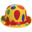 Hoed - Bolhoed - Clown - Geel met gekleurde stippen