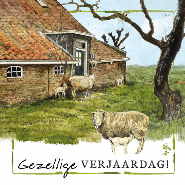 Comello Kaartenmapje - 10st. - 4 designs -  - Rien Poortvliet - Lang leve de boerderij - Feestvarken - 12x12cm