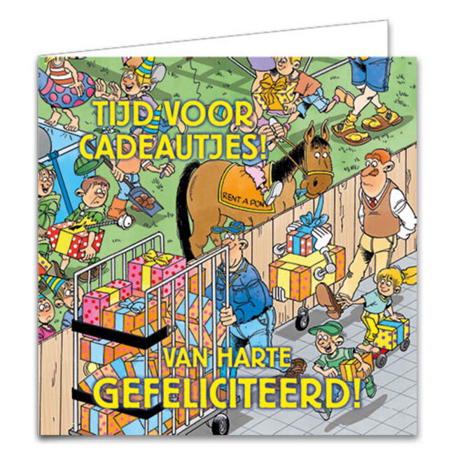 Comello Kaartenmapje - 10st. - 4 designs - Jan van Haasteren - Tijd voor cadeautjes - 12x12cm