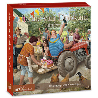 Comello Kaartenmapje - 2 x 4 designs - Marius van Dokkum - Tuinfeest - 12x12cm