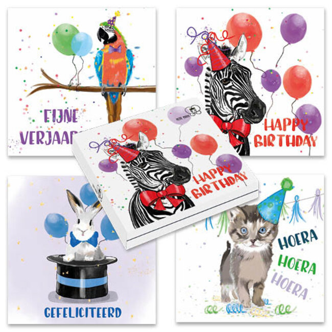 Comello Kaartenmapje - 10st. - 4 designs - Petit Paris - Zebra - 12x12cm