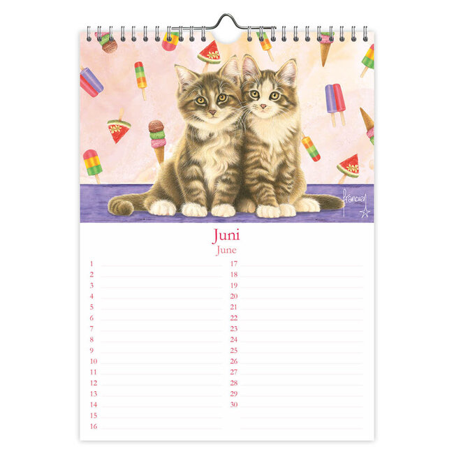 Comello Verjaardagskalender - Franciens katten - Lapjeskat - 18x25cm