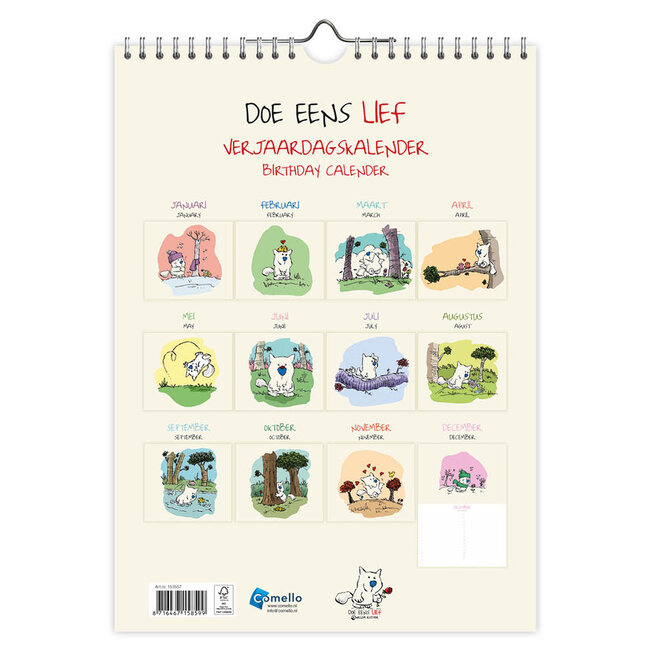 Comello Verjaardagskalender - Doe eens lief - 18x25cm