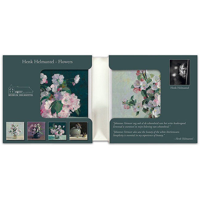 Comello Kaartenmapje - 2 x 4 designs - Henk helmantel - Flowers - 12x12cm
