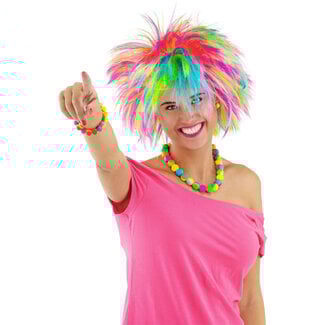 Folat Pruik - Clown - Spiky - Neon