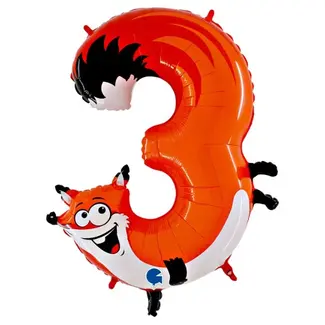 Folieballon - 3 jaar - Vos - 102cm - Zonder vulling