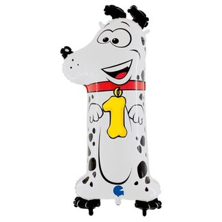 Folieballon - 1 jaar - Hond - 102cm - Zonder vulling