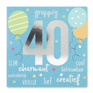Depesche Kaart - 40 jaar - Grappig, slim, charmant, cool - Leeftijd & muziek - 040A.