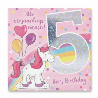 Depesche Kaart - 5 jaar - Eenhoorn - Leeftijd & muziek - 009A.