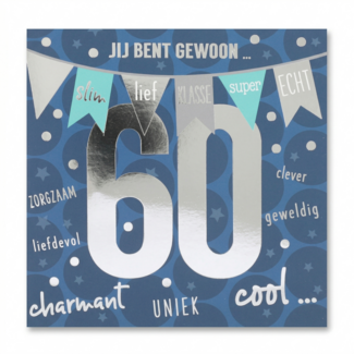 Depesche Kaart - Leeftijd & muziek - 60 jaar - Jij bent gewoon... - Blauw - 047A.
