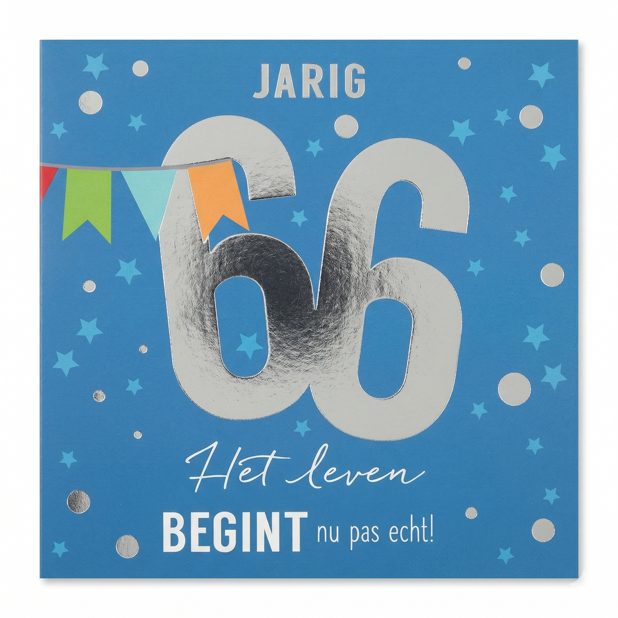 Kaart - Leeftijd & muziek - 66 jaar - Het leven begint nu pas echt - Blauw - 049A.