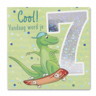 Depesche Kaart - 7 jaar - Dinosaurus - Leeftijd & muziek - 014A.