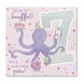 Depesche Kaart - 7 jaar - Octopus - Leeftijd & muziek - 013A.