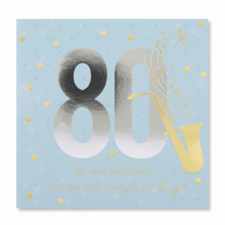 Depesche Kaart - Leeftijd & muziek - 80 jaar - Blauw - 053A.