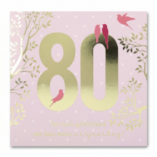 Depesche Kaart - Leeftijd & muziek - 80 jaar - Roze - 054A.