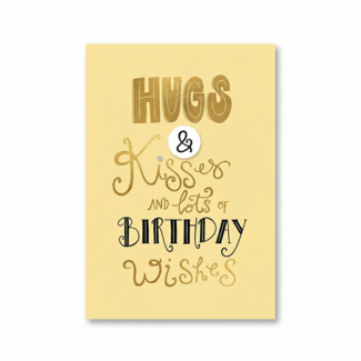Paperclip Kaart - Words up - Hugs & kisses and lots of Birthday wishes - GBA.0001