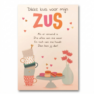 Artige Kaart - Dikke kus voor mijn zus - Intense - TE037-G