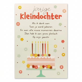 Artige Kaart - Artige - Intense - Jarige kleindochter - TE048-E