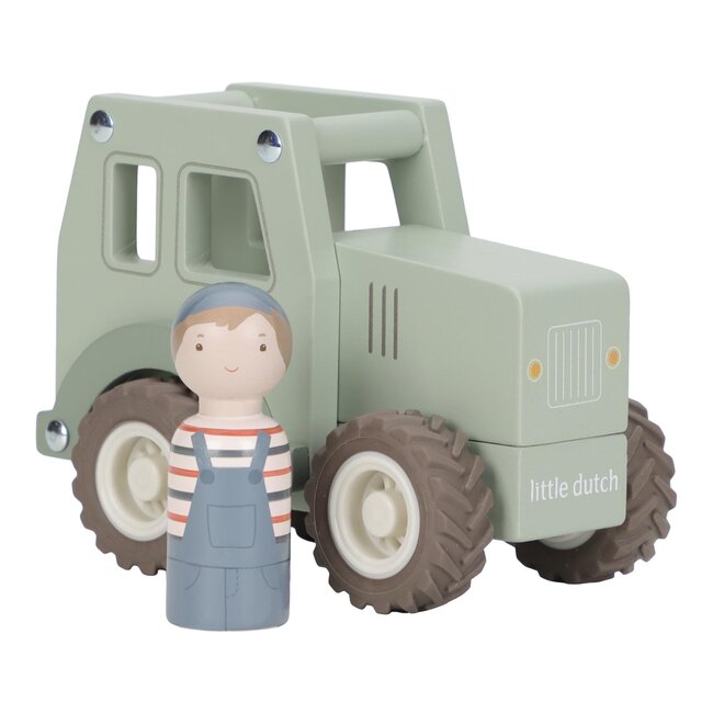 Little Dutch Tractor - Hout - 11x13x8cm - Met poppetje - 18m+