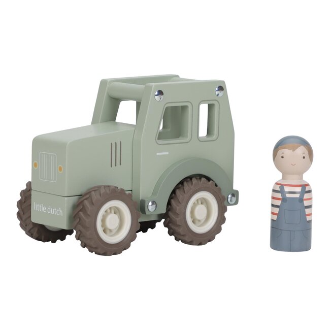 Little Dutch Tractor - Hout - 11x13x8cm - Met poppetje - 18m+