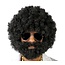Pruik - Afro met baard - Zwart