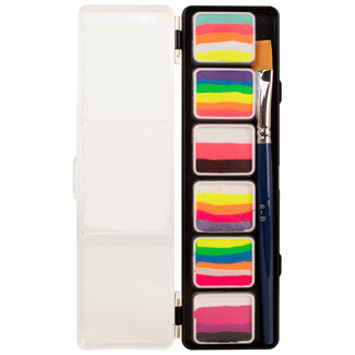 PartyXplosion Waterverf - Palet - Splitcake - One stroke - Neon kleuren - 6 x 6gr.