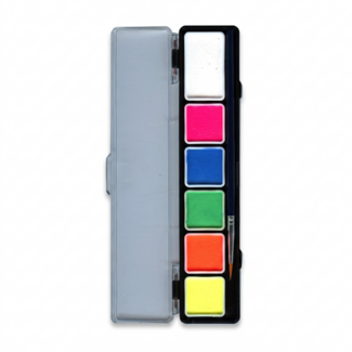 PartyXplosion Waterverf - Palet - Neonkleuren - 5 x 3gr. + 1 x 6gr.