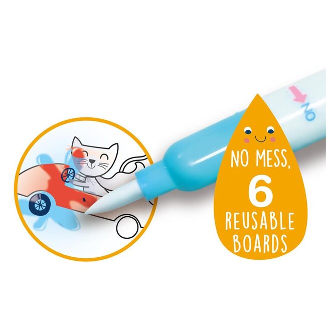 Kleuren met water - Rijden & vliegen - Met spelletjes & stickers