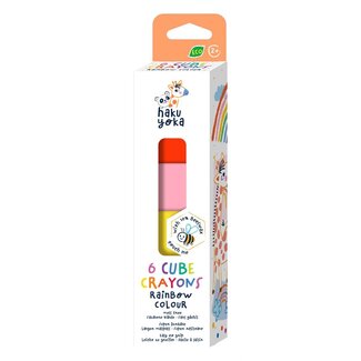 Waskrijt - Met bijenwas - Kubusvorm - Regenboogkleuren - 6st.